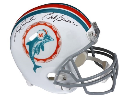 Pair of Miami Dolphins Signed Full Size Helmets: Larry Csonka and Larry Csonka/Bob Griese Dual Signed